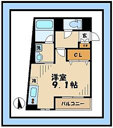 コットンハイツ2 3階ワンルームの間取り