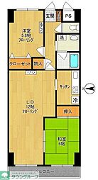 メゾンドシャングリラA 10階2LDKの間取り