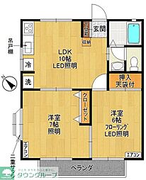 キャッスルバンブー 2階2LDKの間取り