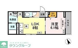 D Paina 菅北浦 1LDKの間取図画像
