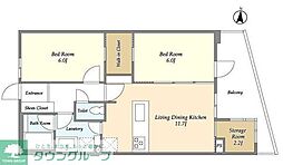 グランカーサ川崎生田 2SLDKの間取図画像