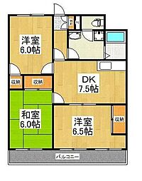 アーコサンティ向ヶ丘 3LDKの間取図画像