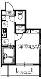 メディア中野島 1Kの間取図画像