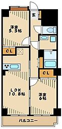 ガーデンヒルズヒラヤマ 2LDKの間取図画像