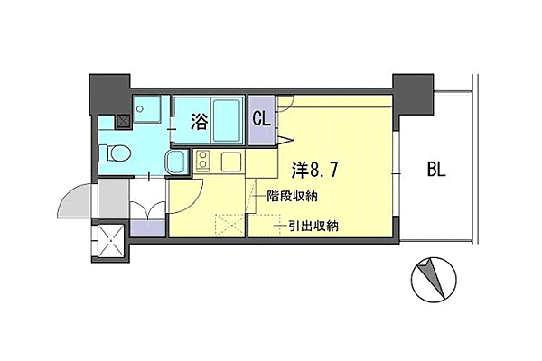 Ｆ・ＰＡＲＣ　ＧＲＡＮＤＭＡＲＫ天神 305｜福岡県福岡市中央区渡辺通５丁目(賃貸マンション1R・3階・24.85㎡)の写真 その2