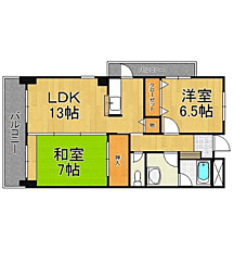 ハウスリバーサイドＦ・ＯＧＡＷＡ 3階2LDKの間取り