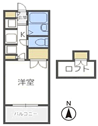 プレアール長尾 1Kの間取図画像