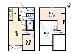 シエル次郎丸 1LDKの間取図画像