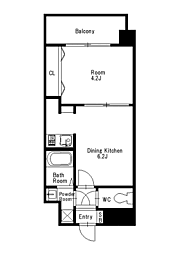 アブレスト野間 1DKの間取図画像