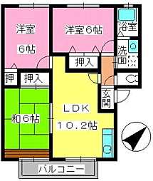 ティアラ大橋南A 3LDKの間取図画像