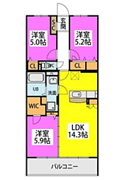 ハッピネス若葉台2 3LDKの間取図画像