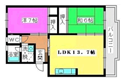坂井ビル 2LDKの間取図画像