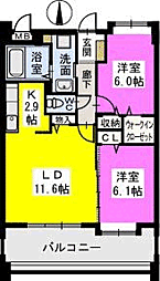 エターナルK 2LDKの間取図画像