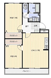 坂井ビル 2LDKの間取図画像