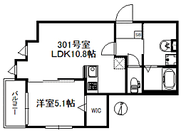 3ON 1LDKの間取図画像