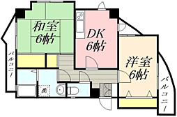 プレセランス・長丘 2DKの間取図画像