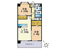 スカイシャトレ曰佐 2LDKの間取図画像