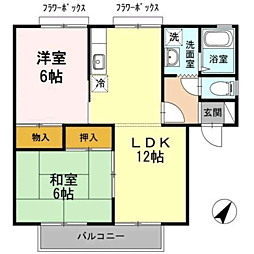 セジュール南片江A 2LDKの間取図画像