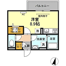 D-room別府 ワンルームの間取図画像