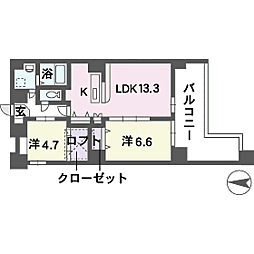 ヴィルコート城南 2LDKの間取図画像