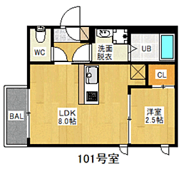 G-スマートジャストインタイム 1LDKの間取図画像