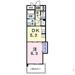 プリマヴェーラ 1DKの間取図画像
