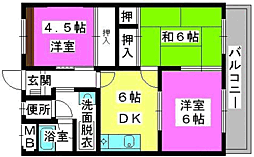 サンハイツ大穂 3DKの間取図画像