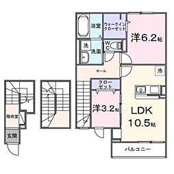 グレイス ケイ 1LDKの間取図画像