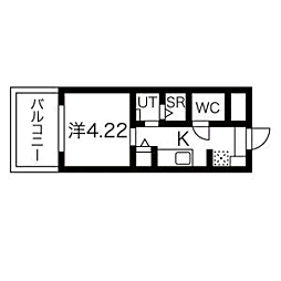 パグーロ西新南 1Kの間取図画像