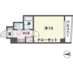 KT大橋 1Kの間取図画像