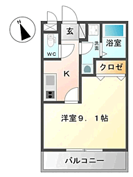 クレアケイ 1Kの間取図画像