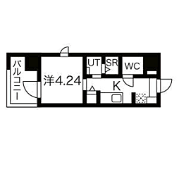パグーロ西新南 1Kの間取図画像