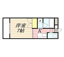 KEN'sマンション井尻 1Kの間取図画像