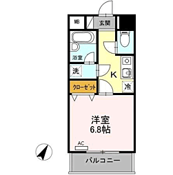 リージェント大橋 1Kの間取図画像