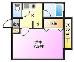 レモンハウスII 1階ワンルームの間取り