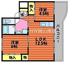 岡山県玉野市後閑（賃貸マンション2LDK・4階・53.08㎡） その2