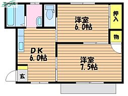 メゾン・ナンバ 2DKの間取図画像
