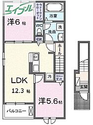 グリーン ローリエ 2LDKの間取図画像