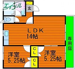 パインパレスF 2LDKの間取図画像