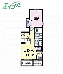 カマラードS棟 1LDKの間取図画像