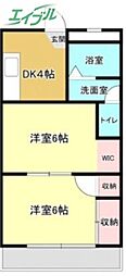 福富マンション 2DKの間取図画像
