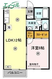 サンライズ千鳥 1LDKの間取図画像