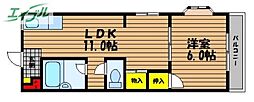 ラ・ピーヌ福島 1LDKの間取図画像