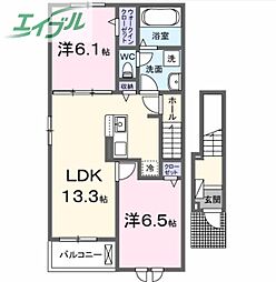 プティボヌールB 2LDKの間取図画像