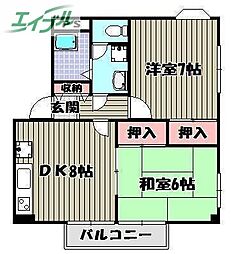 ローゼA 2DKの間取図画像