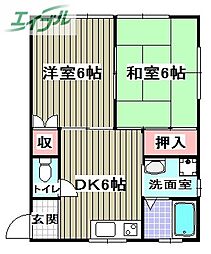 かんふぁたぶる 2DKの間取図画像
