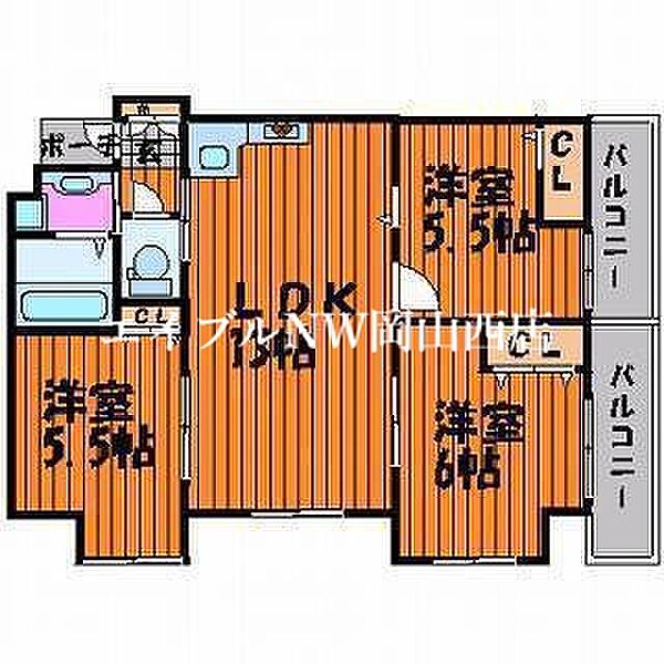 ベンハウス伊福町 ｜岡山県岡山市北区伊福町1丁目(賃貸マンション3LDK・2階・69.00㎡)の写真 その2