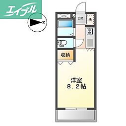 エトワールハイツII 1階1Kの間取り