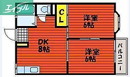 メゾンド・ルミネ 2DKの間取図画像