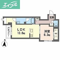 シャーメゾンアストラ（ＢＥＬＳ認証） 2階1LDKの間取り